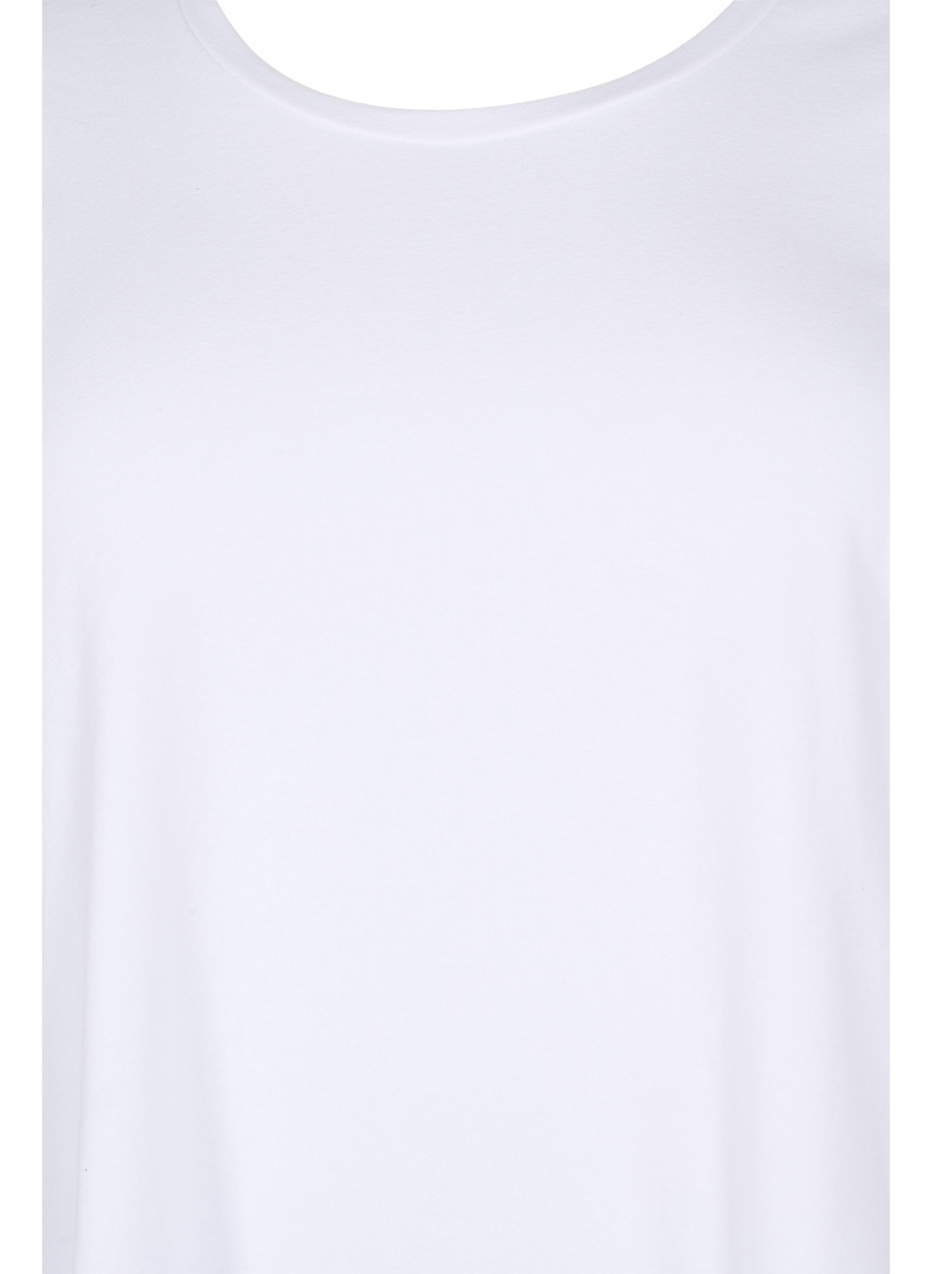 ZizziBasis bomulds t-shirt med 3/4 &aelig;rmer, Hvid, Packshot image number 2
