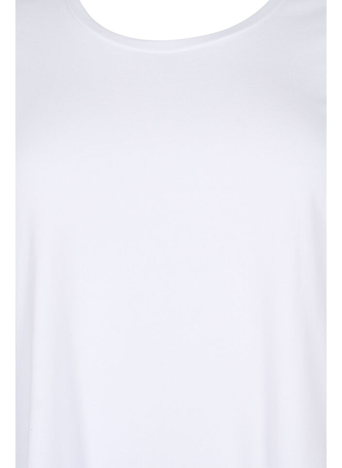 Basis bomulds t-shirt med 3/4 &aelig;rmer, Hvid, Packshot image number 2