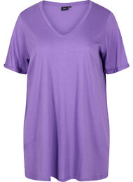 Ensfarvet oversize t-shirt med v-hals, Deep Lavender