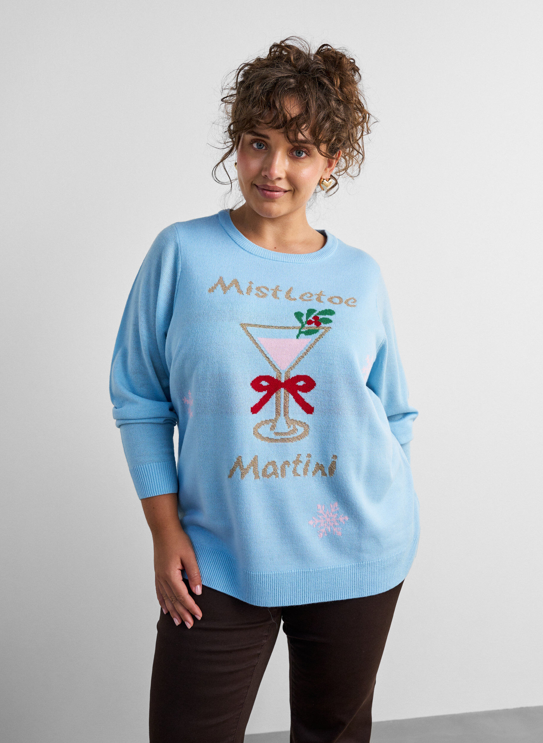 Strikbluse med julemotiv, Bl&aring;, Model