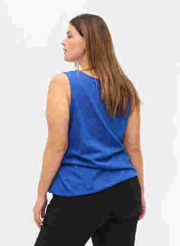 Bomulds top med elastik i bunden, Dazzling Blue, Model image number 1