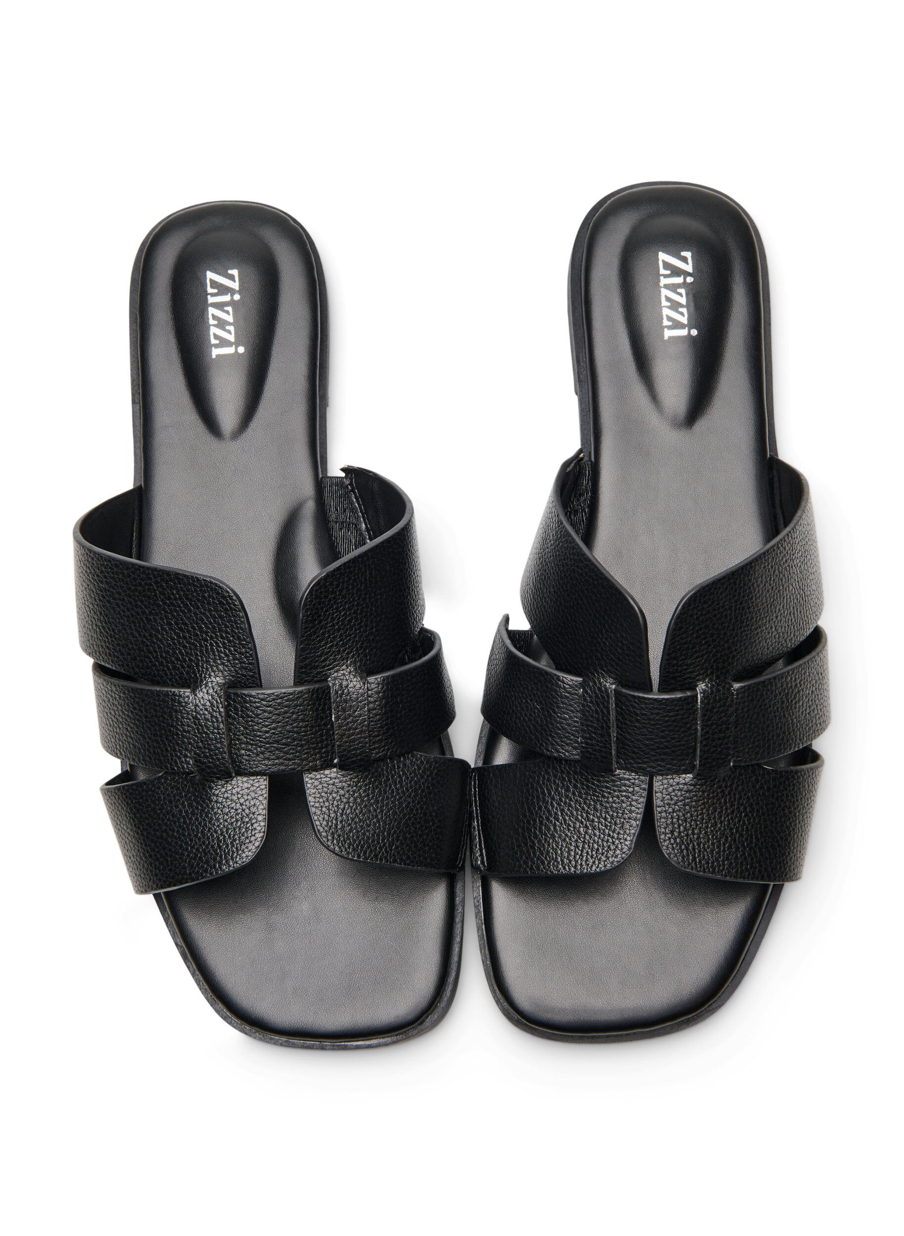 Zizzi Sandal med brede remme og firkantet t&aring;, Sort, Packshot image number 2