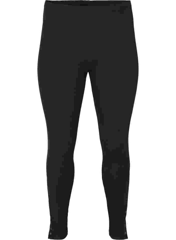 Viskose leggings med trykknapper, Black, Packshot image number 0