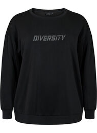 Sweatshirt i modal-mix med tekstprint, Black