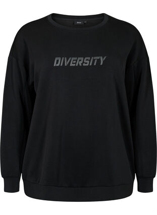 Sweatshirt i modal-mix med tekstprint, Black, Packshot image number 0