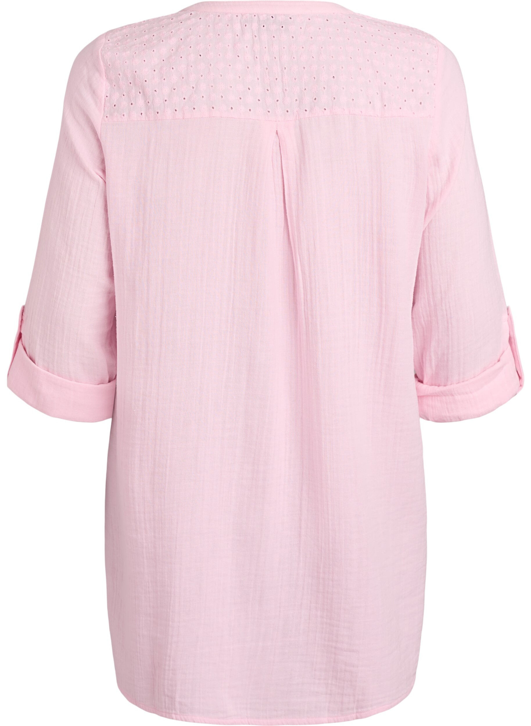 ZizziTunika i bomuldsmusselin med broderi anglaise, Lyser&oslash;d, Packshot image number 1