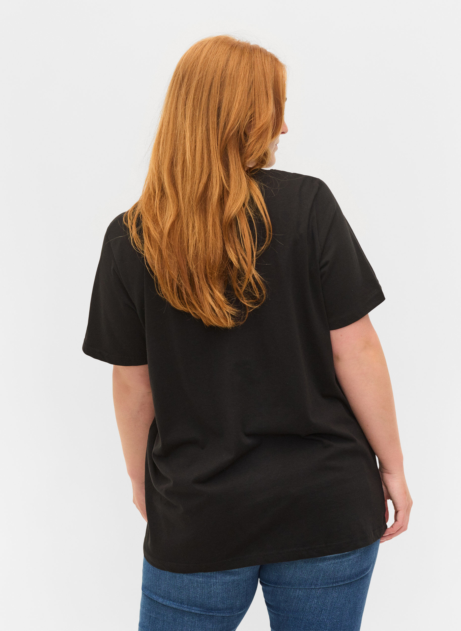 Zizzi 2-pak basis t-shirt i bomuld, Black/Black, Model image number 1