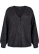 Kort strikcardigan med blomsterknapper, Dark Grey Melange, Packshot image number 0