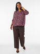 Bluse med blomsterprint og glittertr&aring;d, R&oslash;d, Model image number 1