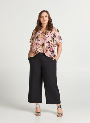 Culotte bukser med elastik, Black, Model image number 1