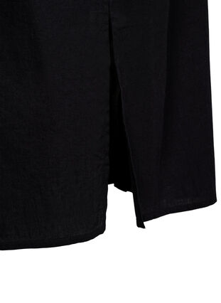 Lang skjorte i bomuldsmix med hør , Black, Packshot image number 3