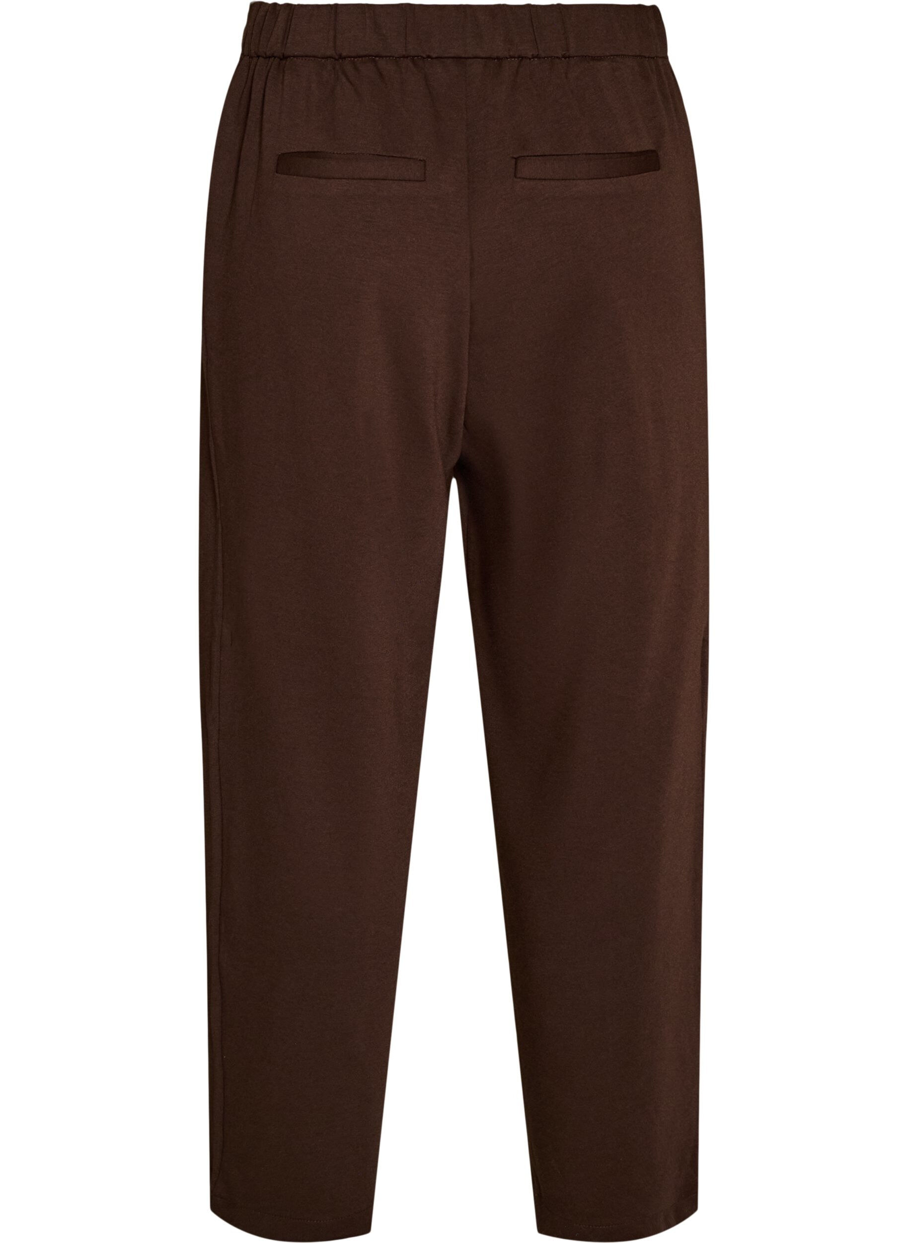 ZizziL&oslash;se jerseybukser med h&oslash;j talje, Brun, Packshot image number 1