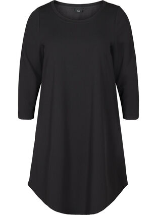 Ensfarvet kjole med a-form , Black, Packshot image number 0