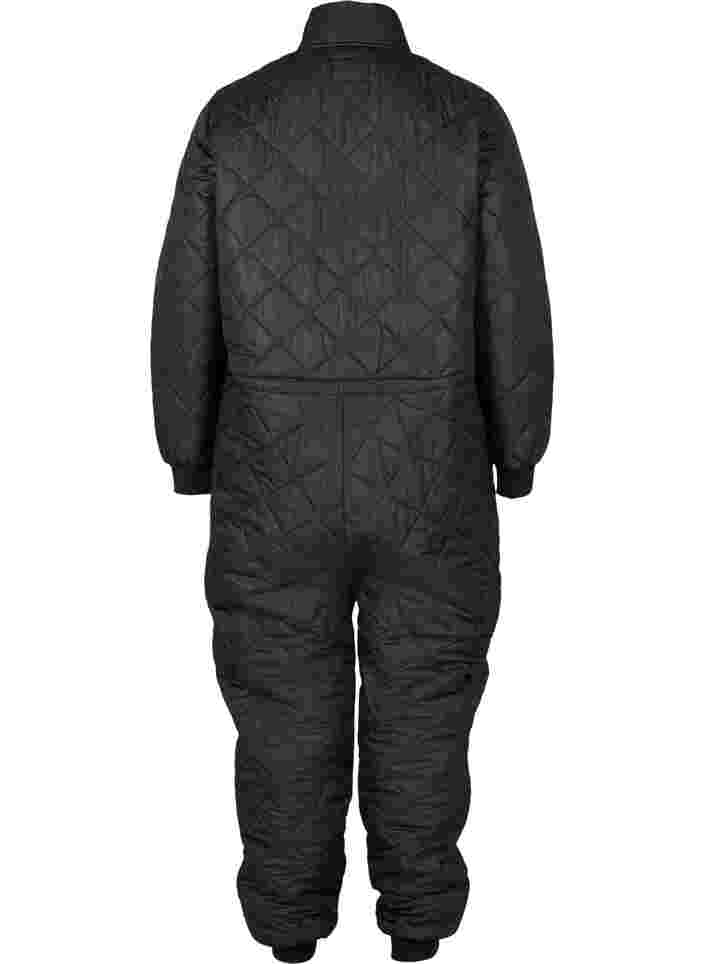 Quiltet termo jumpsuit med justerbar talje, Black, Packshot image number 1