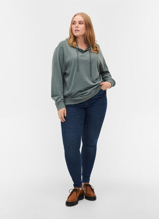 Sweatshirt med hætte og tryk, Balsam Green Mel, Model image number 2