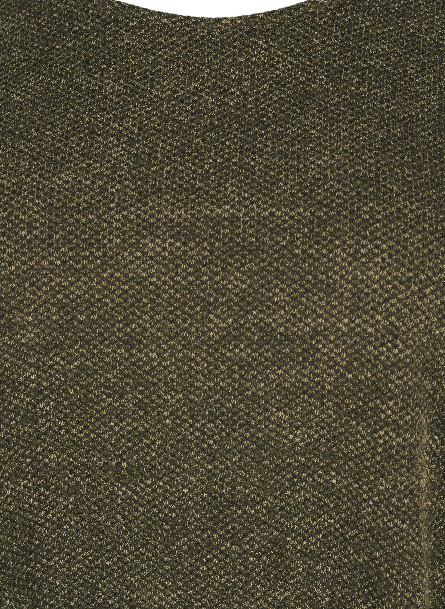 Zizzi Meleret bluse med rund hals og lange &aelig;rmer, Winter Moss, Packshot image number 2