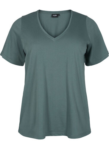 FLASH - T-shirt med v-hals, Balsam Green, Packshot image number 0