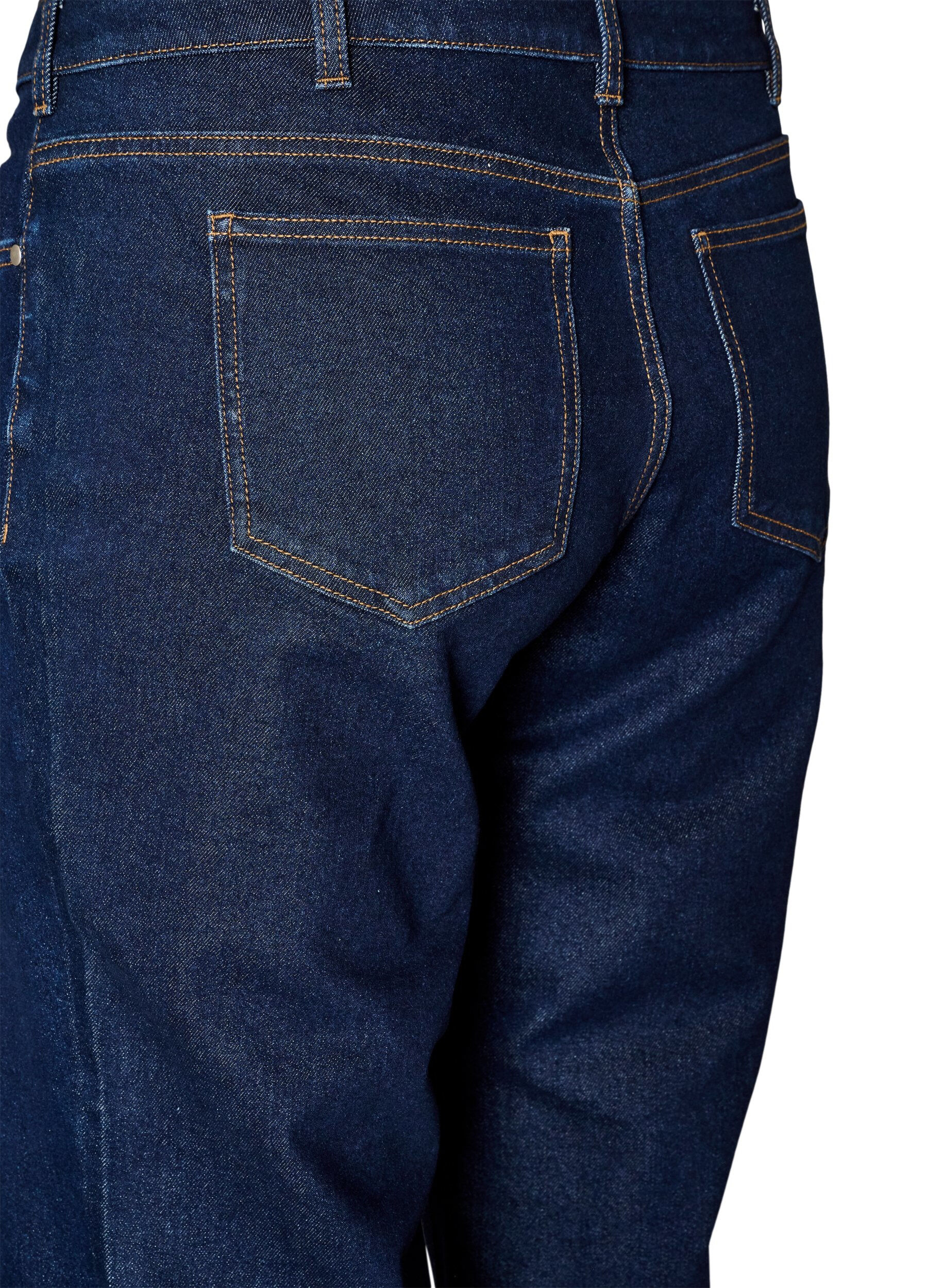 ZizziCropped straight fit jeans med regul&aelig;r talje, Bl&aring;, Packshot image number 3