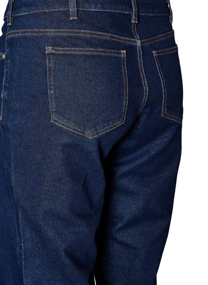 Cropped straight fit jeans med regul&aelig;r talje, Bl&aring;, Packshot image number 3