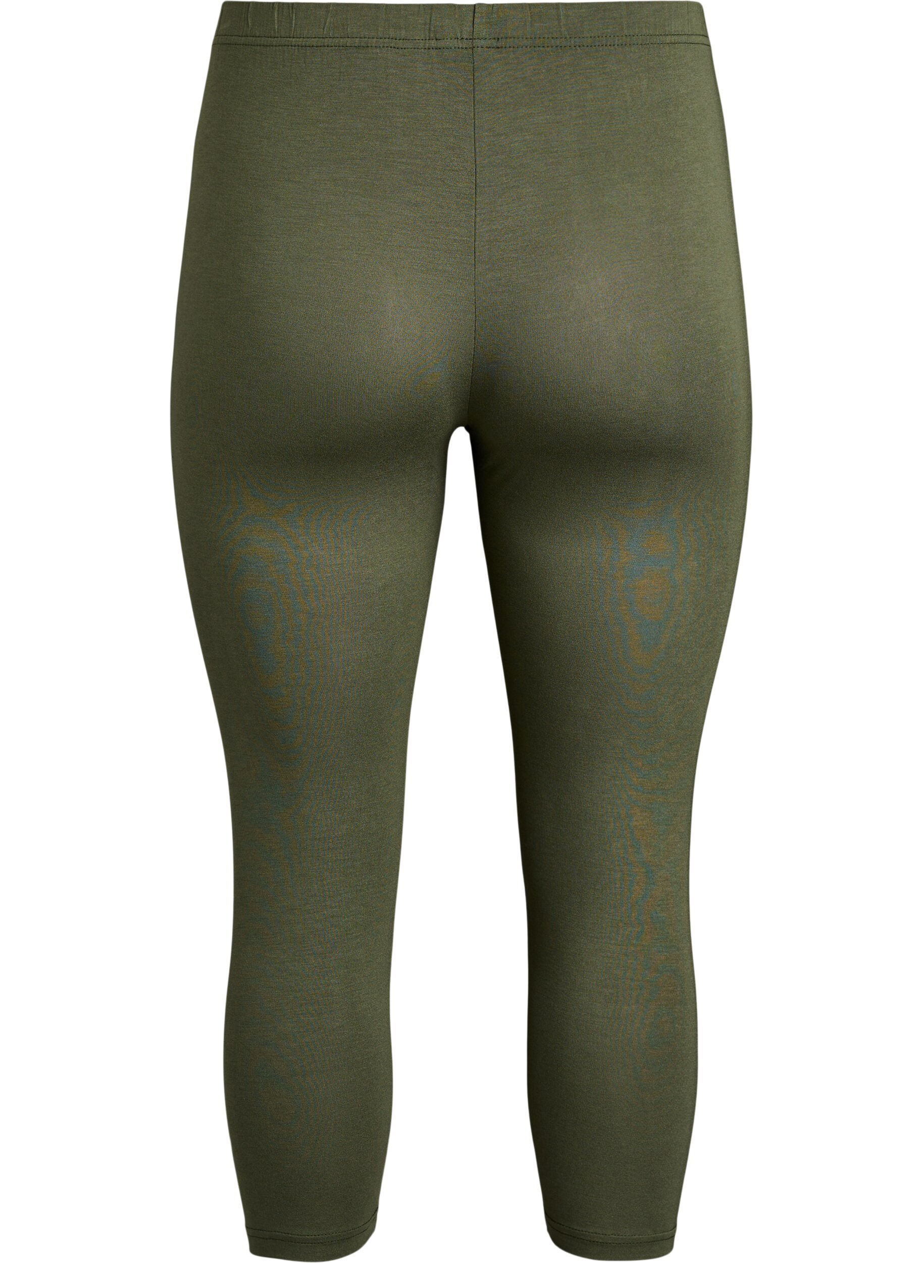 ZizziBasis 3/4 leggings i viskose, Gr&oslash;n, Packshot image number 1