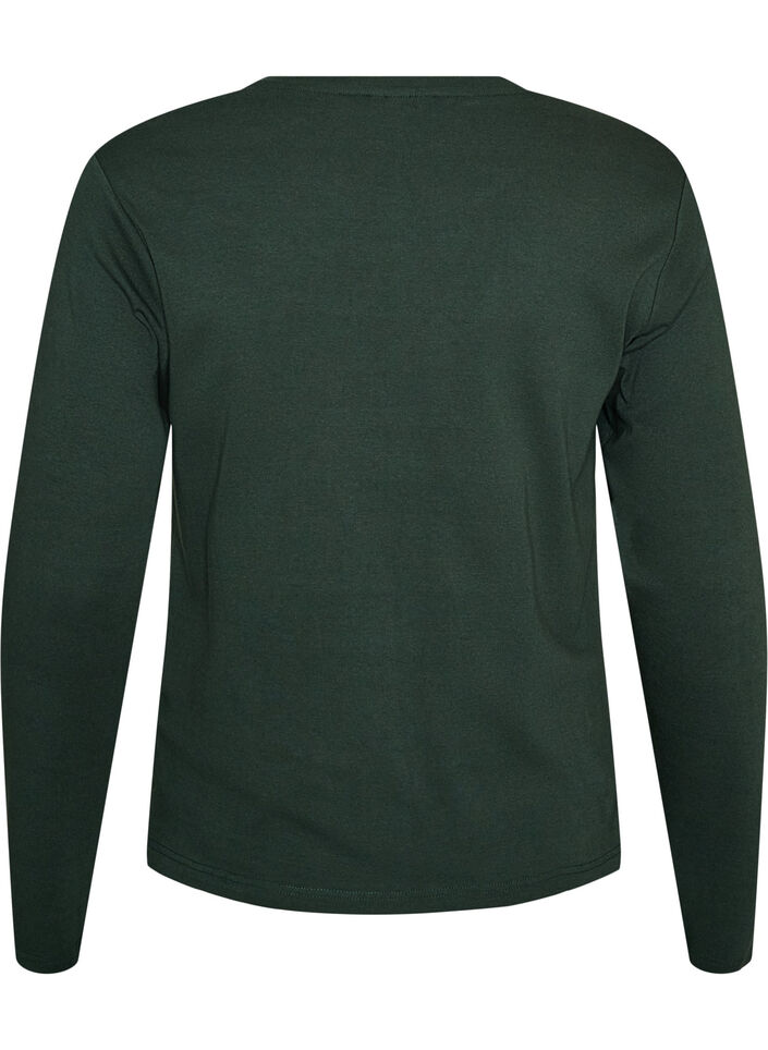 Lang&aelig;rmet basis T-shirt med rund hals, Gr&oslash;n, Packshot image number 1