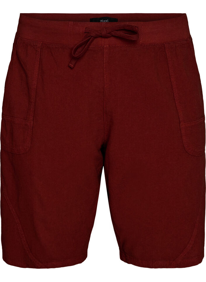 L&oslash;se shorts i bomuld med lommer, R&oslash;d, Packshot image number 0