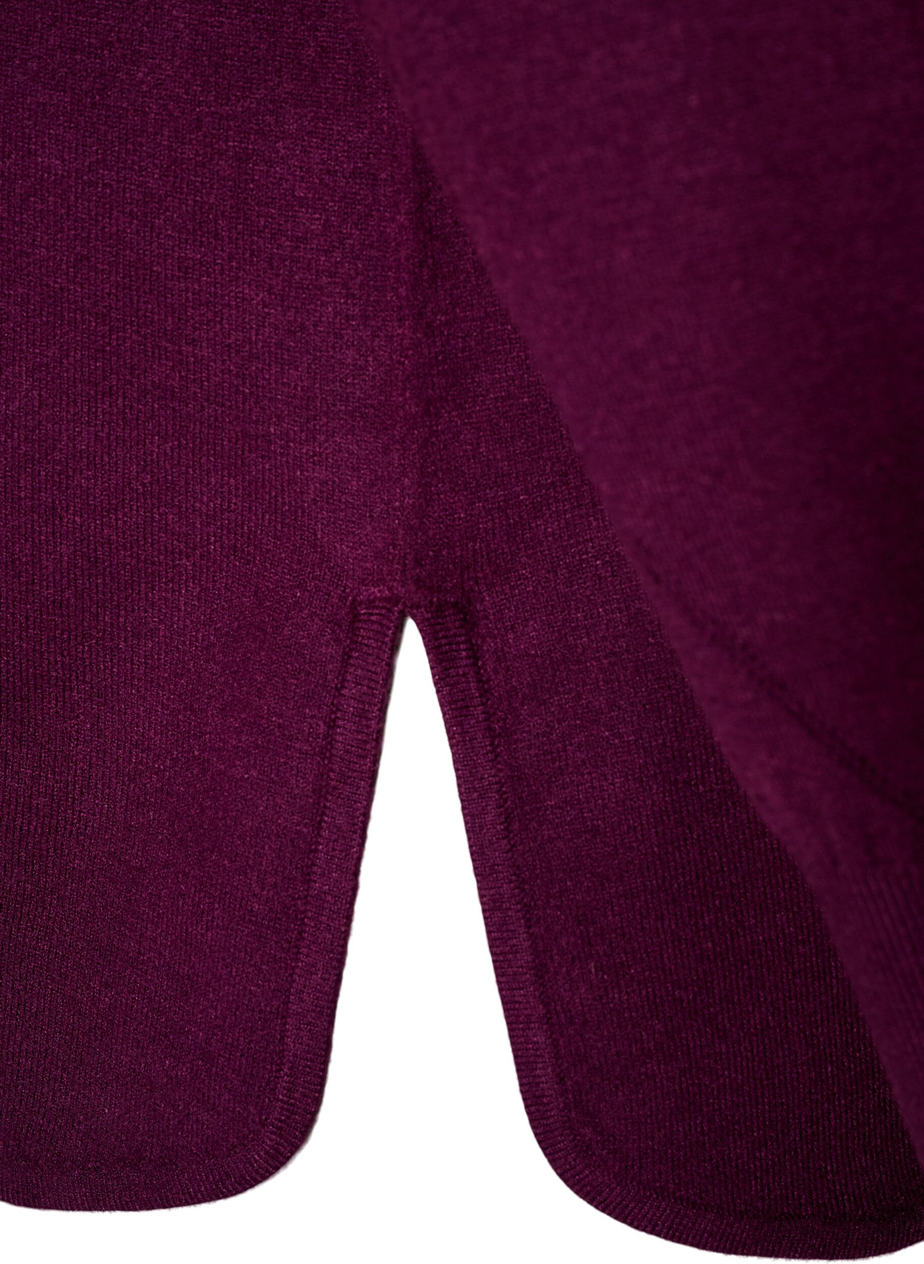 ZizziStrikbluse med rund hals og strikket m&oslash;nster, R&oslash;d, Packshot image number 3