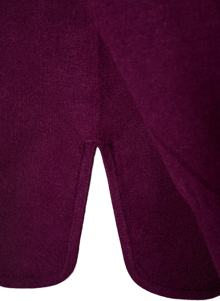 Strikbluse med rund hals og strikket m&oslash;nster, R&oslash;d, Packshot image number 3