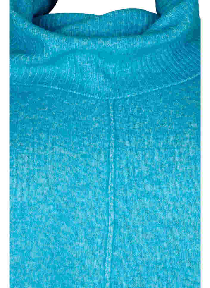 Langærmet strikbluse med rullekrave, Malibu Blue Mel., Packshot image number 2