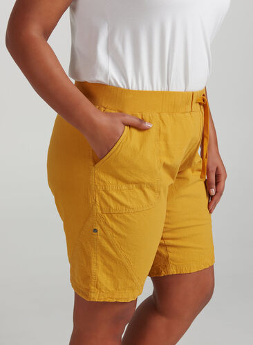 Løse shorts i bomuld, Golden Yellow, Model image number 0