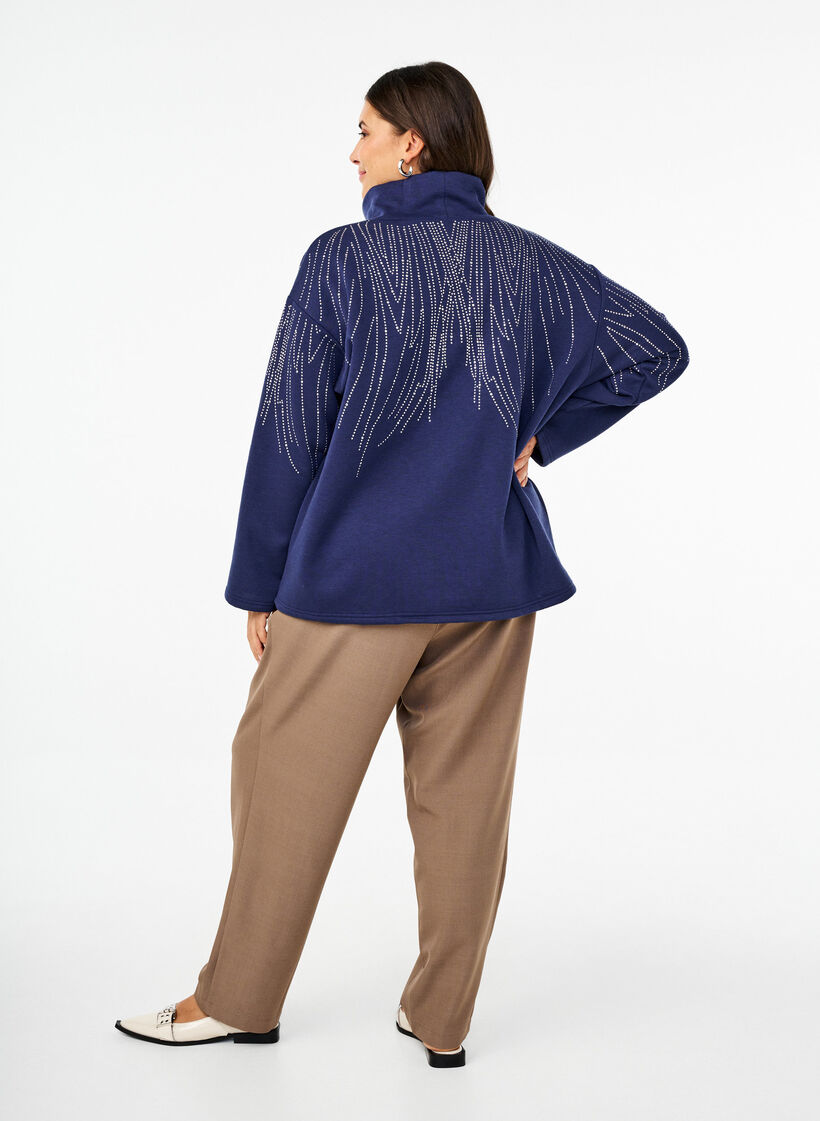 Højtaljede bukser med flæser og bindebånd, Walnut Melange, Model image number 1