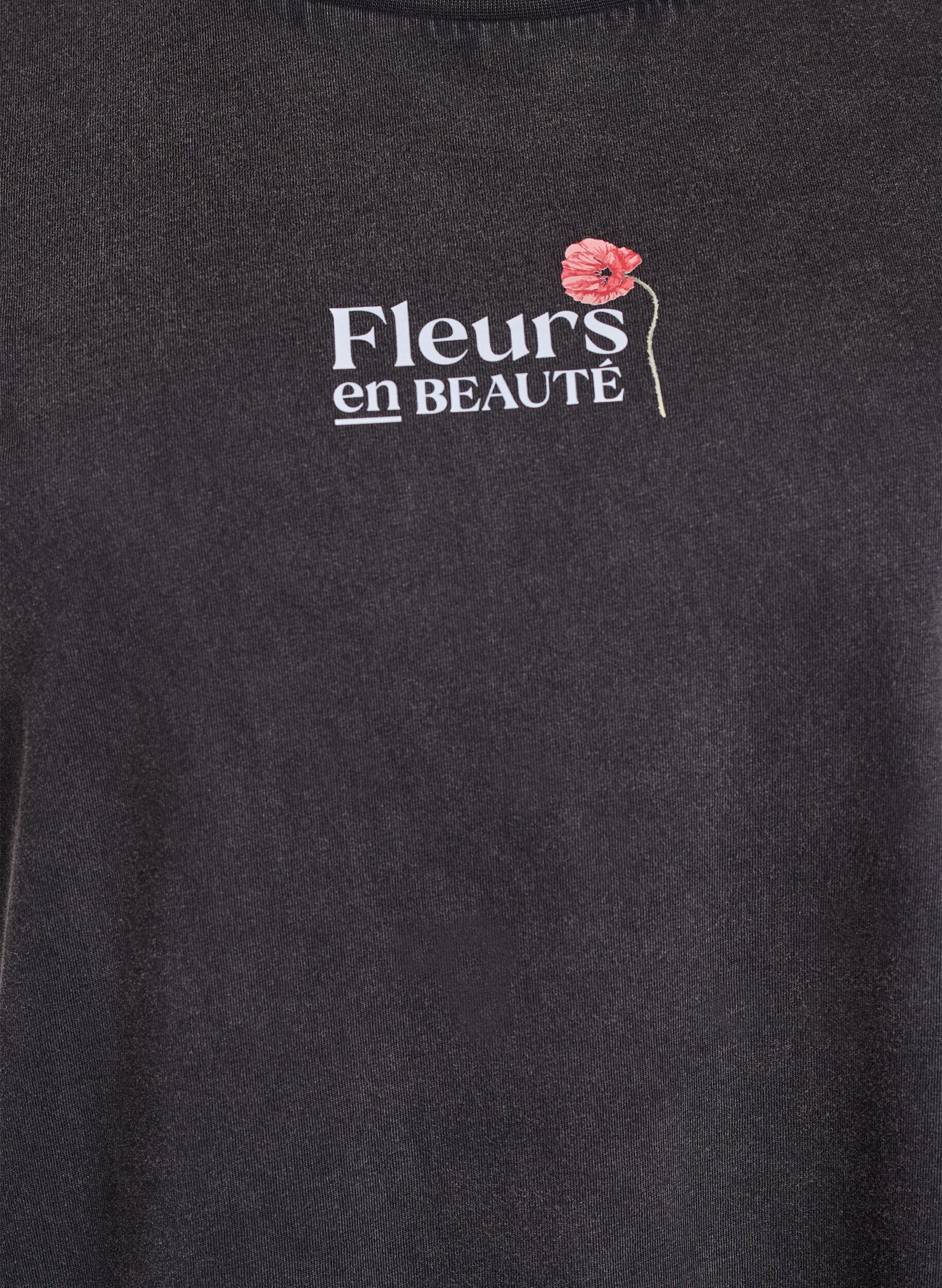 Zizzi T-shirt i bomuld med front- og rygprint, 9991, Packshot image number 2