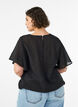 Bluse med ballonform og vinge&aelig;rmer, Sort, Model image number 2