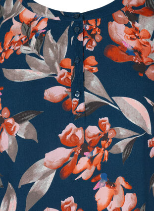 Viskose tunika med blomsterprint, Blue Flower AOP, Packshot image number 2