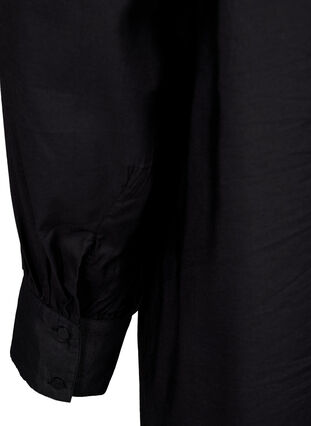 Skjortekjole i viskose med flæser, Black, Packshot image number 3
