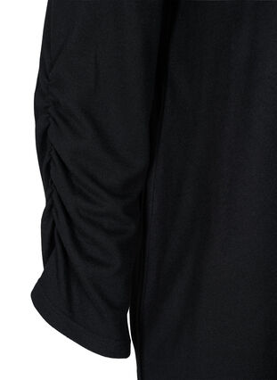 Bluse med similisten og lange ærmer, Black, Packshot image number 3