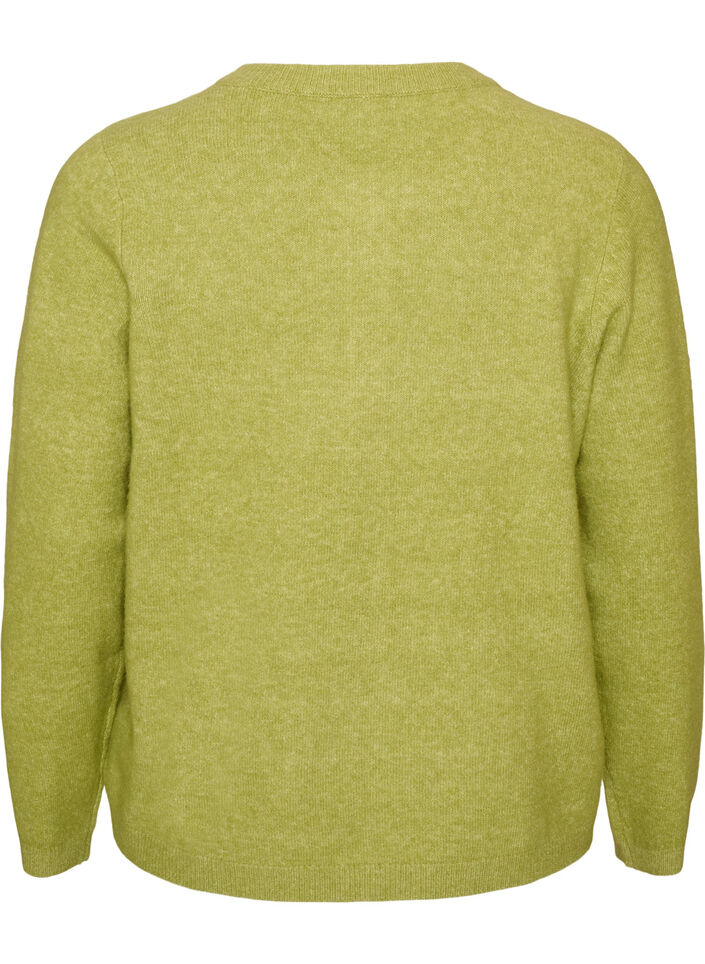 Cardigan med knapper og afrundet front, Gr&oslash;n, Packshot image number 1