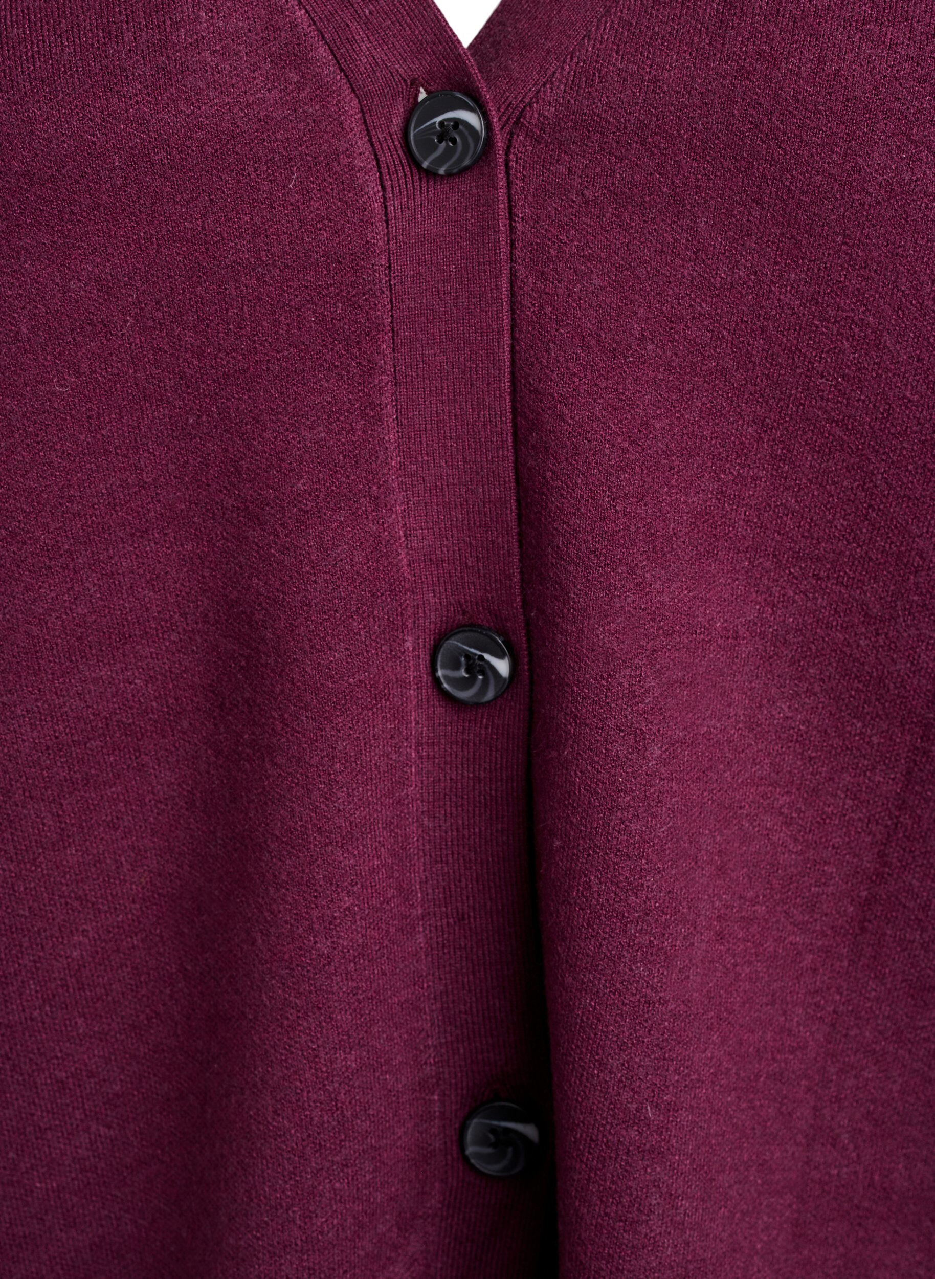 Zizzi Cardigan med v-udsk&aelig;ring og brede &aelig;rmer, M&oslash;rk Bordeaux, Packshot image number 2
