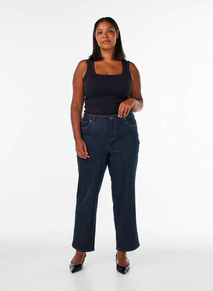 Ribtop med firkantet udsk&aelig;ring, Sort, Model image number 1