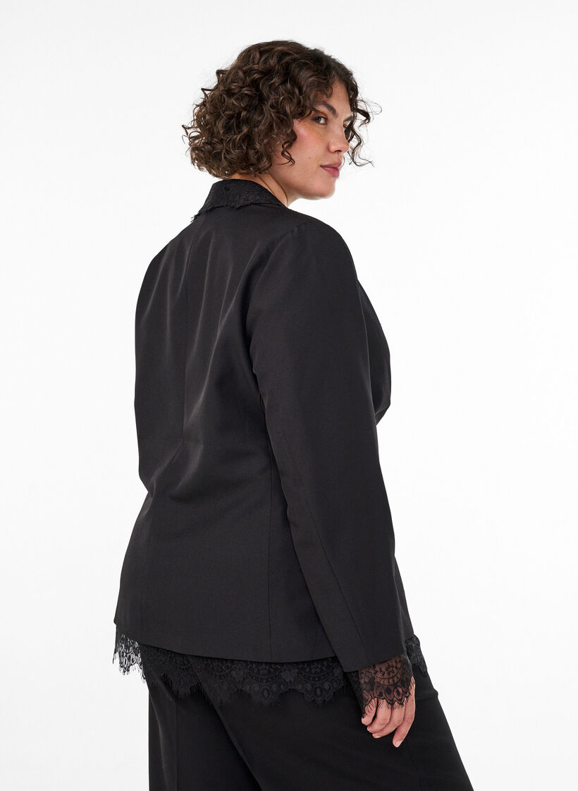 Blazer med blondekanter, Sort, Model image number 2
