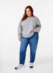 Strikbluse med rund hals og midtersøm, Light Grey Melange, Model image number 2