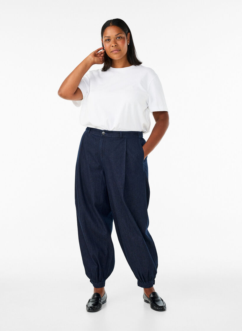 Balloon jeans med h&oslash;j talje, Bl&aring;, Model image number 0