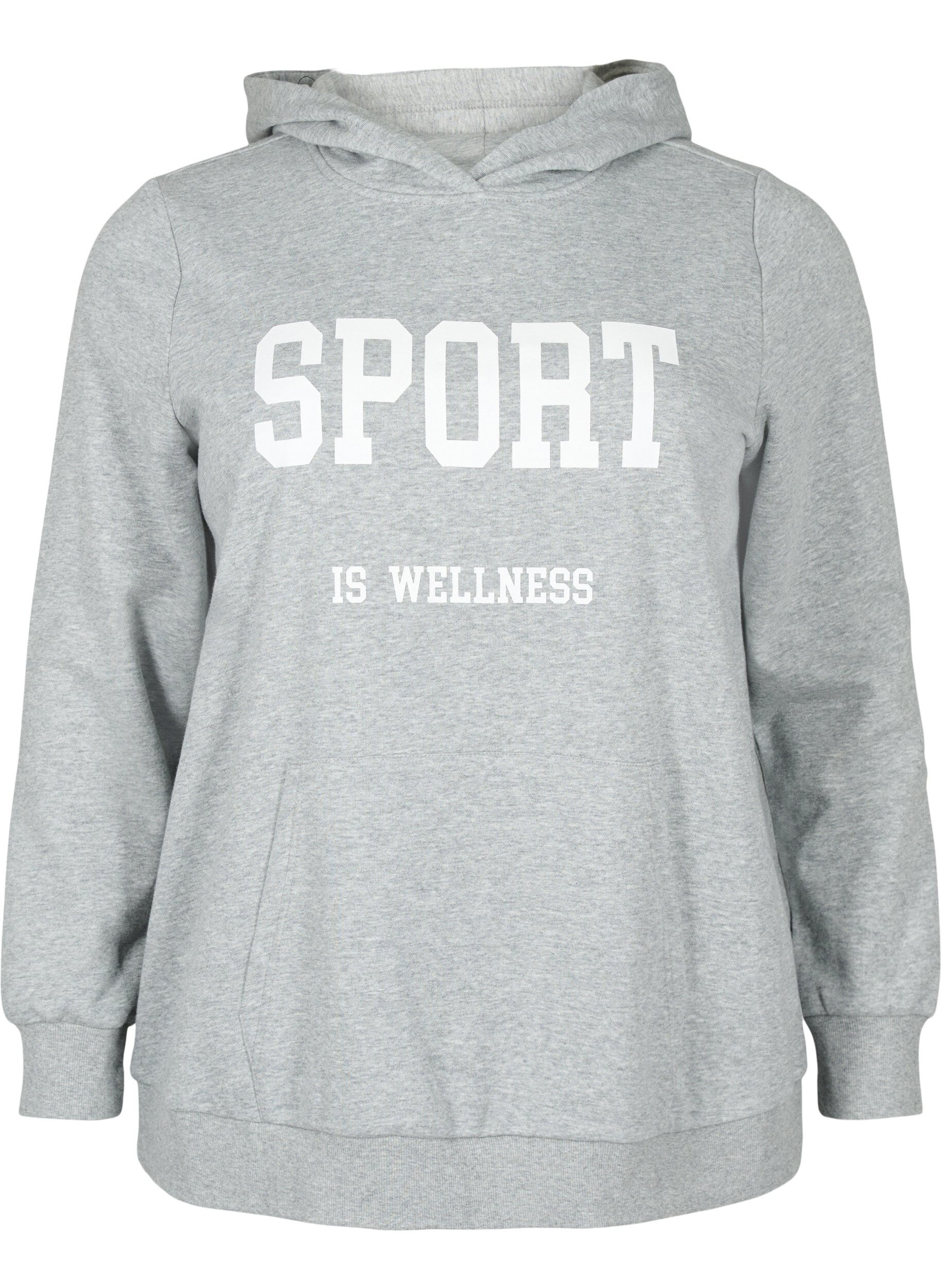 Zizzi Sweat h&aelig;ttetr&oslash;je, Light Grey Melange, Packshot image number 0