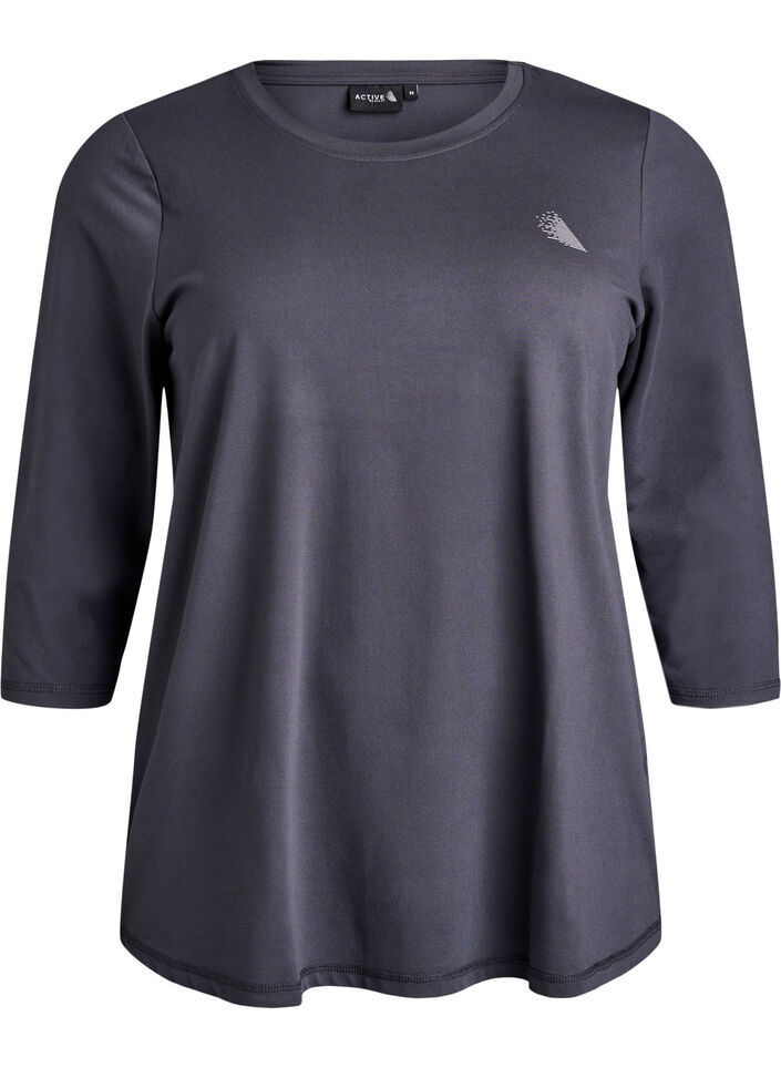 Tr&aelig;ningsbluse med 3/4 &aelig;rmer, Gr&aring;, Packshot image number 0