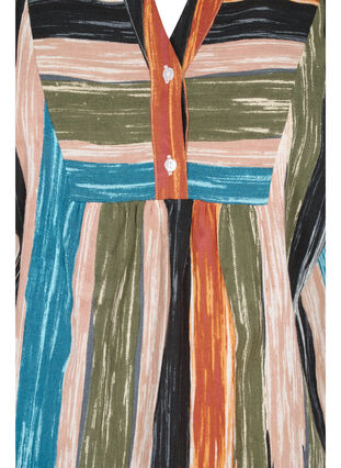 Stribet bluse med 3/4 ærmer, Multi Stripe AOP, Packshot image number 2