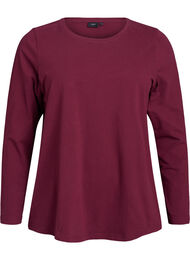 Basis jerseybluse med lange &aelig;rmer, M&oslash;rk Bordeaux