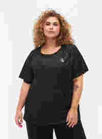 Trænings t-shirt med print og mesh, Black, Model