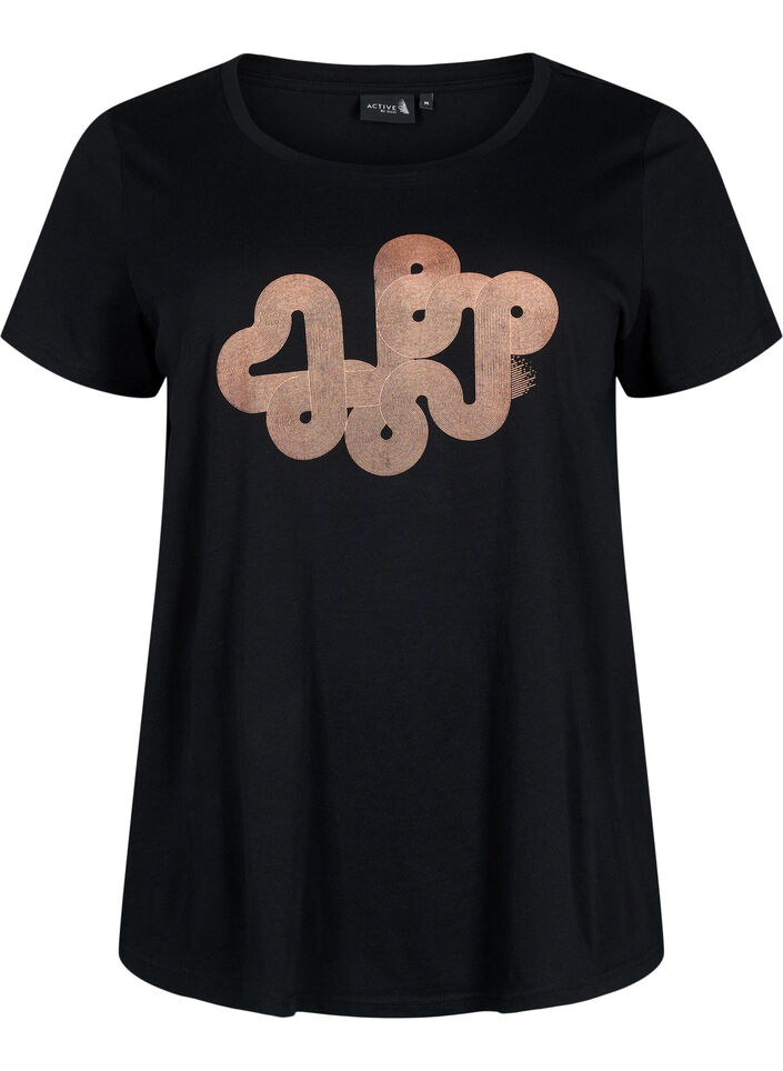 Trænings t-shirt med print, Black w. Graphics, Packshot image number 0