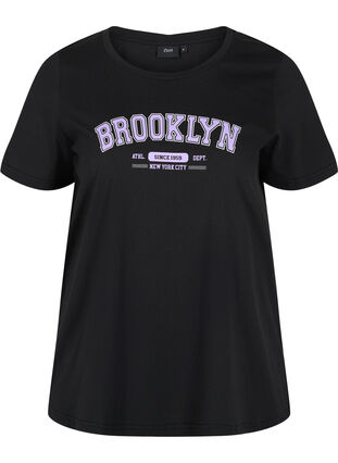 Bomulds t-shirt med tryk, Black Brooklyn, Packshot image number 0