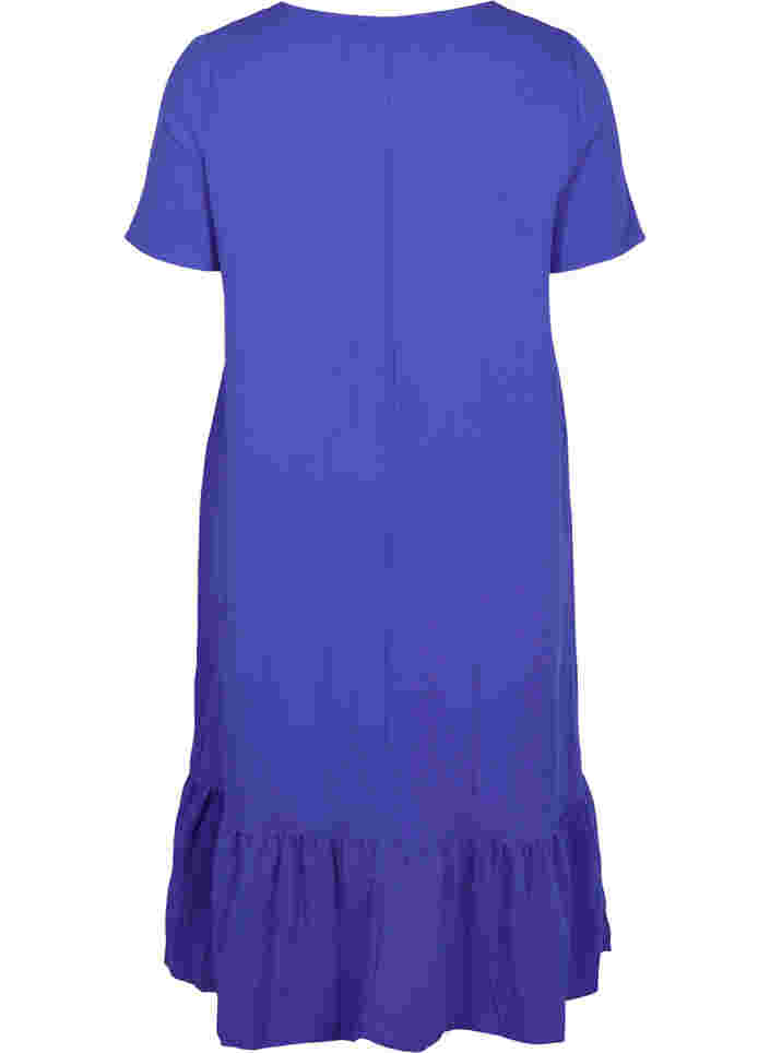 Kortærmet viskose kjole med v-udskæring, Dazzling Blue, Packshot image number 1